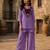 Purple silk blend embroidered palazzo set