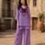 Purple silk blend embroidered palazzo set