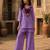 Purple silk blend embroidered palazzo set