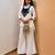 White silk blend embroidered palazzo set