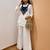 White silk blend embroidered palazzo set