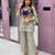 Grey silk blend embroidered palazzo set