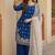 Royal-blue silk blend embroidered palazzo set
