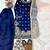 Royal-blue silk blend embroidered palazzo set