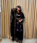 Black faux georgette embroidered palazzo set