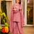 Pink silk blend embroidered palazzo set