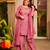 Pink silk blend embroidered palazzo set