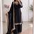 Black silk blend embroidered palazzo set