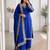 Royal-blue silk blend embroidered palazzo set