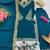 Teal silk blend embroidered palazzo set