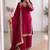 Red silk blend embroidered palazzo set