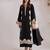 Black silk blend embroidered kurta set