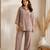 Brown silk blend beads kurta set