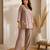 Brown silk blend beads kurta set