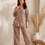 Brown silk blend beads kurta set