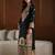 Black silk blend embroidered kurta set