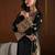 Black silk blend embroidered kurta set