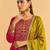 Rani-pink silk blend embroidered kurta set