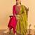 Rani-pink silk blend embroidered kurta set