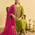Olive silk blend embroidered kurta set
