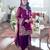 Wine crepe embroidered palazzo set