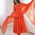 Orange faux georgette embroidered flared gown set