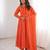 Orange faux georgette embroidered flared gown set