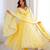 Yellow faux georgette embroidered flared gown set