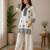 Off-white cotton poly embroidered palazzo set