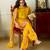 Yellow crepe embroidered farshi salwar set