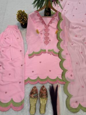Baby-pink chanderi embroidered farshi salwar set 4