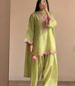 Light-green chanderi embroidered farshi salwar set