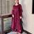 Plum organza embroidered kurta set