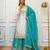 White silk blend embroidered palazzo set