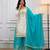 White silk blend embroidered palazzo set