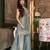 Grey silk blend embroidered palazzo set