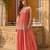 Peach silk blend embroidered palazzo set
