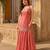 Peach silk blend embroidered palazzo set