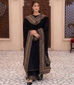 Black silk blend embroidered farshi salwar set