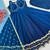 Royal-blue silk blend embroidered flared gown set
