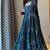 Teal-blue faux georgette embroidered flared gown set