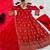 Red silk blend embroidered flared gown set