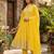 Yellow georgette embroidered flared gown set
