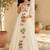 Off-white cotton poly embroidered flared gown set