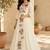 Off-white cotton poly embroidered flared gown set