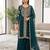 Teal-green silk blend embroidered palazzo set
