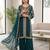 Teal-green silk blend embroidered palazzo set