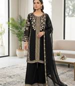 Black silk blend embroidered palazzo set