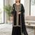 Black silk blend embroidered palazzo set