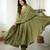 Olive faux georgette embroidered flared gown set